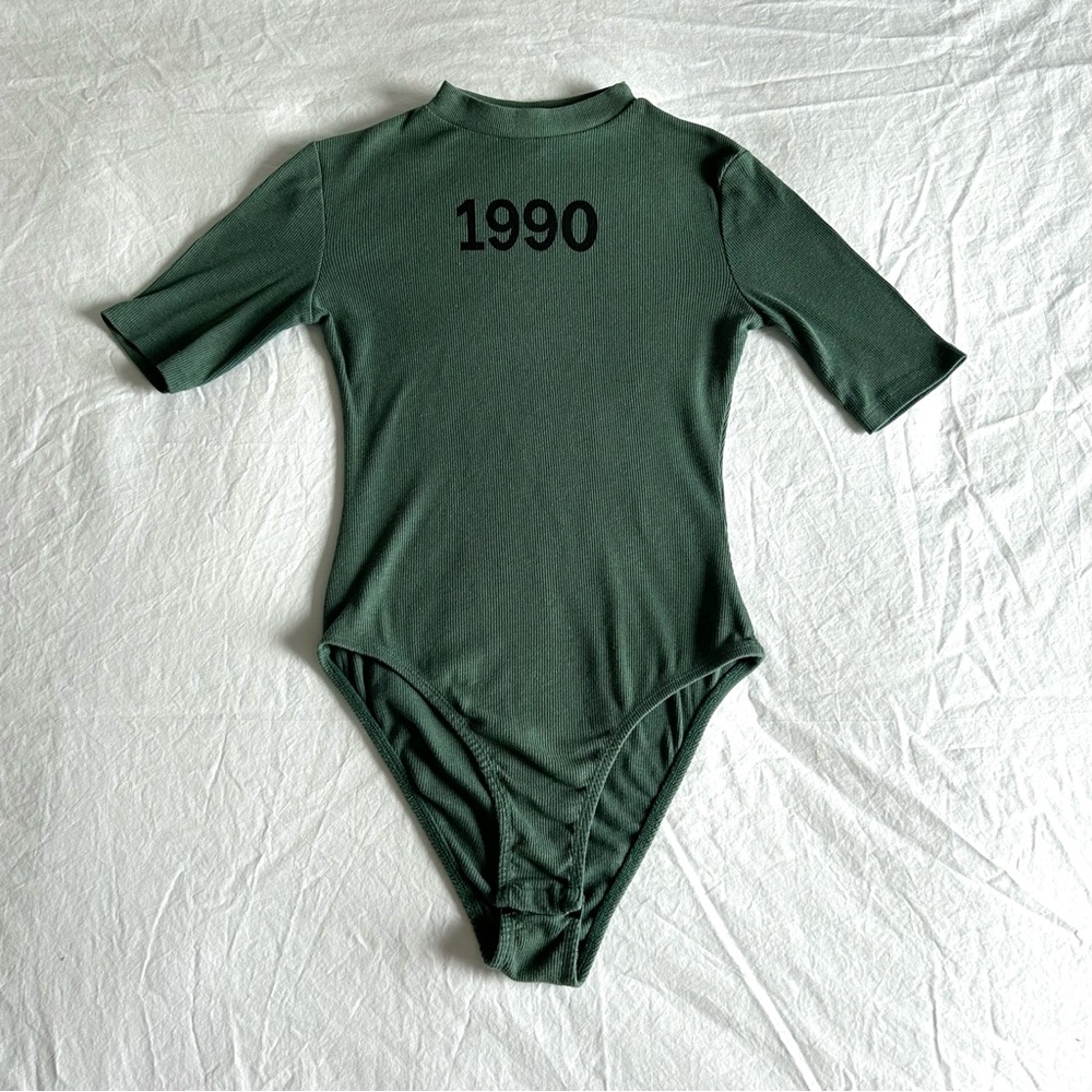 Divided by H&M 1990 Olive Green Mock Neck Bodysuit